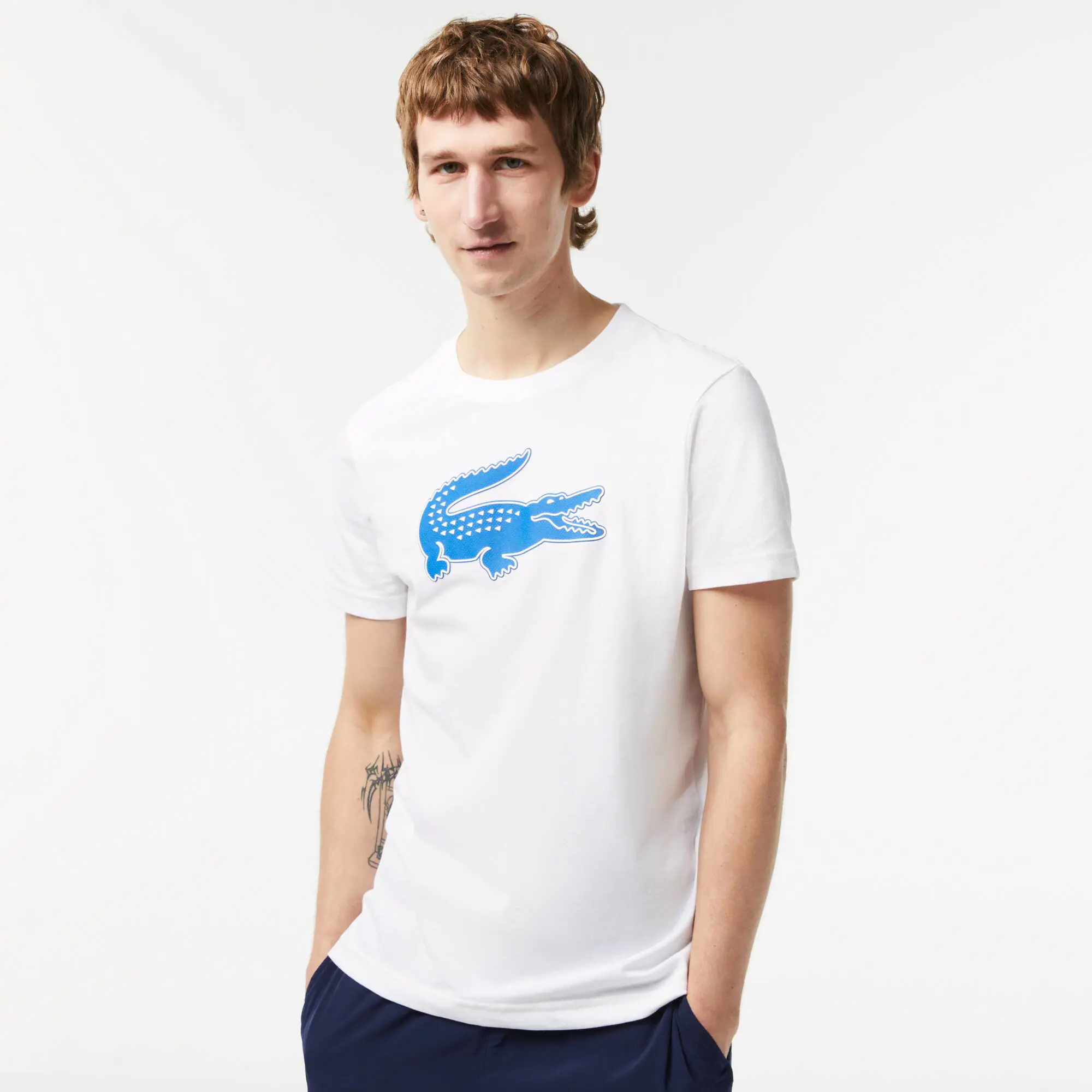 Lacoste Camiseta de hombre Lacoste SPORT en tejido de punto transpirable con estampado de cocodrilo en 3D. 1