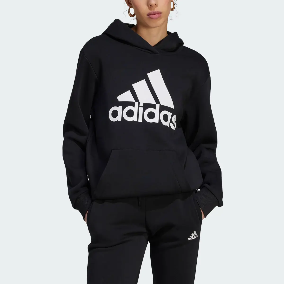 Adidas Essentials Logo Boyfriend Fleece Hoodie. 1