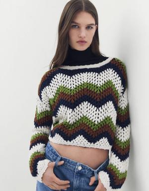 Sweter bawełniany z szydełkowym dołem