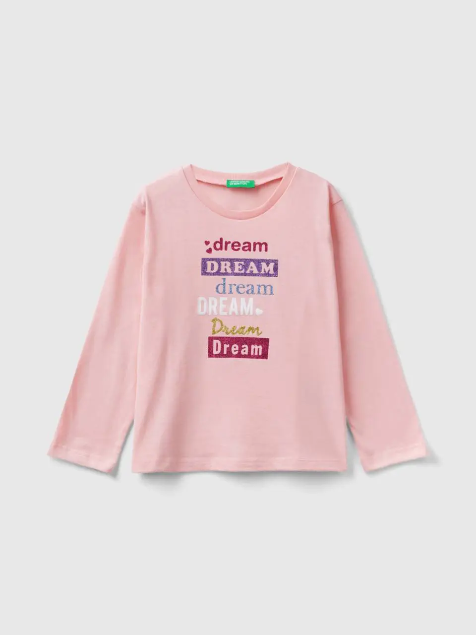 Benetton warm t-shirt with print and glitter. 1