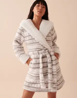 Scottie Print Sherpa Robe