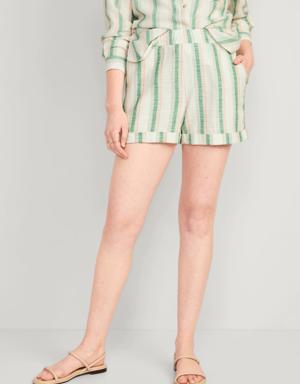 Old Navy Matching High-Waisted Striped Linen-Blend Shorts for Women -- 3.5-inch inseam multi
