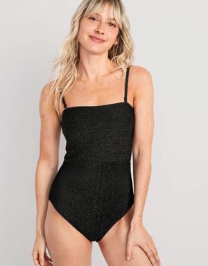Old Navy Convertible Metallic Shine One-Piece Swimsuit for Women black