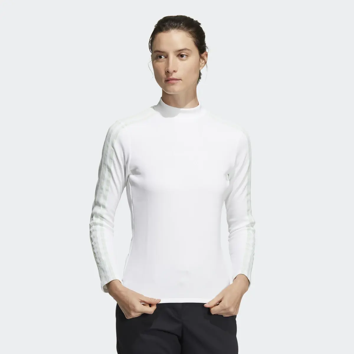 Adidas AEROREADY 3-Stripes Mock Neck Long Sleeve Shirt. 2