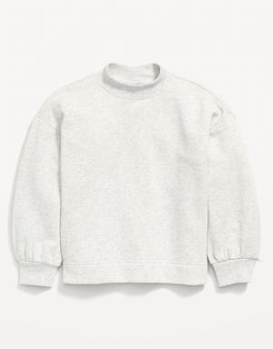 Mock-Neck Graphic Cocoon Sweatshirt for Girls gray