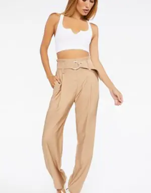 Forever 21 Linen Wide Leg Pants Khaki