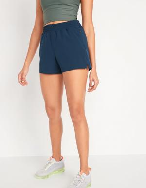 High-Waisted StretchTech Shorts for Women -- 3.5-inch inseam blue
