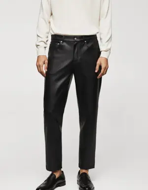 Leather effect slim fit pants