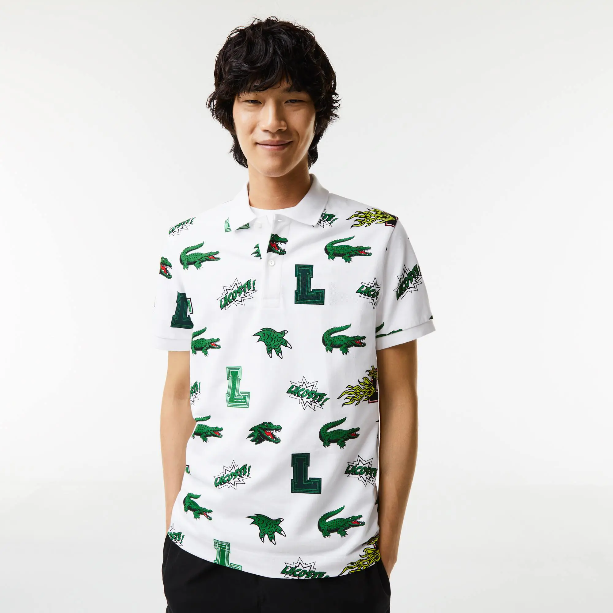 Lacoste Men's Regular Fit Crocodile Print Polo. 1