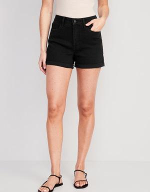 High-Waisted OG Straight Jean Shorts for Women -- 3-inch inseam black