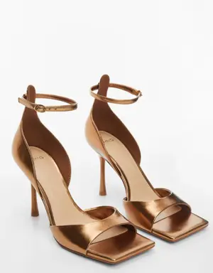 Metallic heel sandals