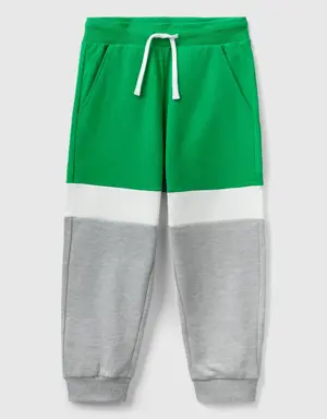 green and light gray joggers