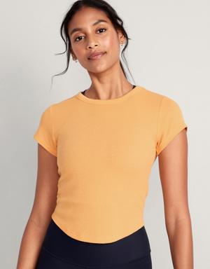 Old Navy Short-Sleeve UltraLite Cropped Rib-Knit T-Shirt for Women orange