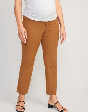 Maternity Full-Panel Pixie Straight Ankle Pants brown
