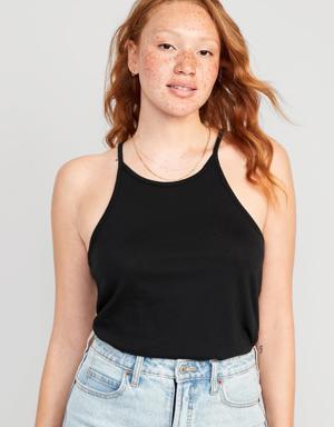 Old Navy Relaxed Halter Tank Top for Women black