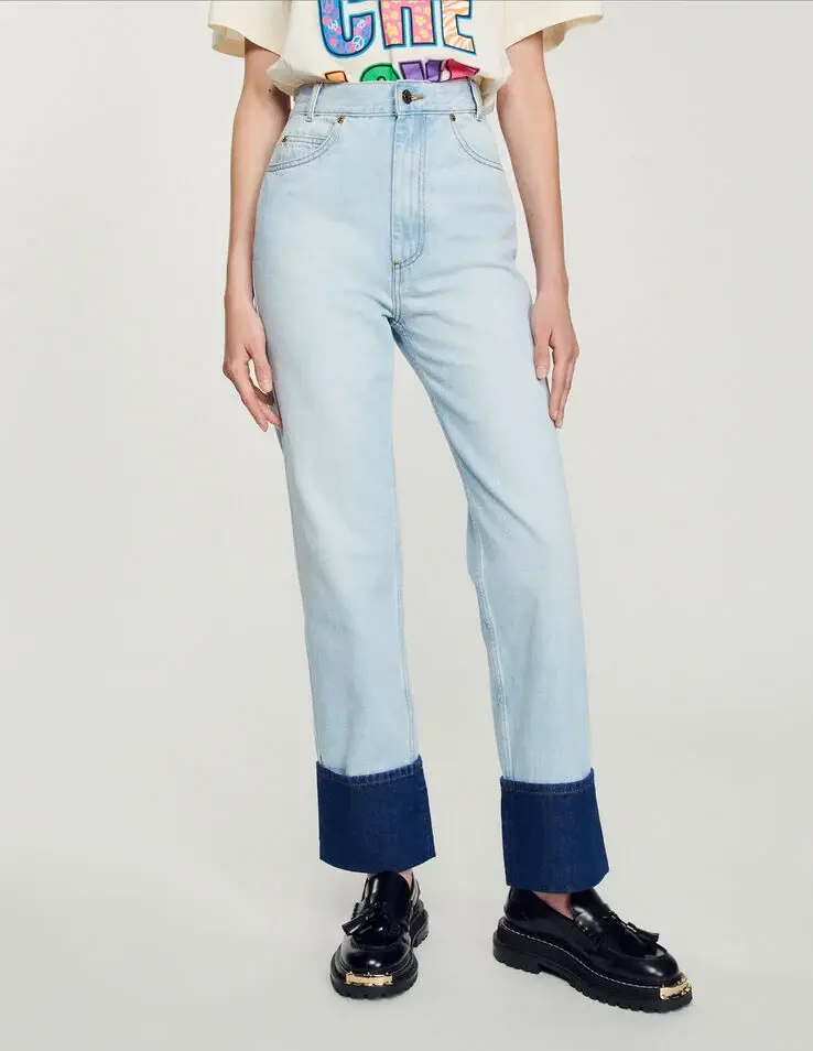 Sandro Faded jeans with contrasting cuffs. 1