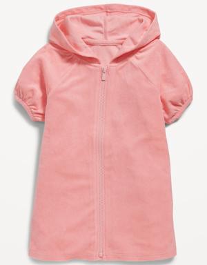 Old Navy Puff Sleeve Hooded Swim Cover-Up Dress for Toddler Girls pink