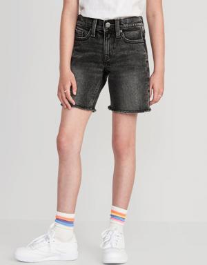 High-Waisted Cut-Off Jean Bermuda Shorts for Girls blue