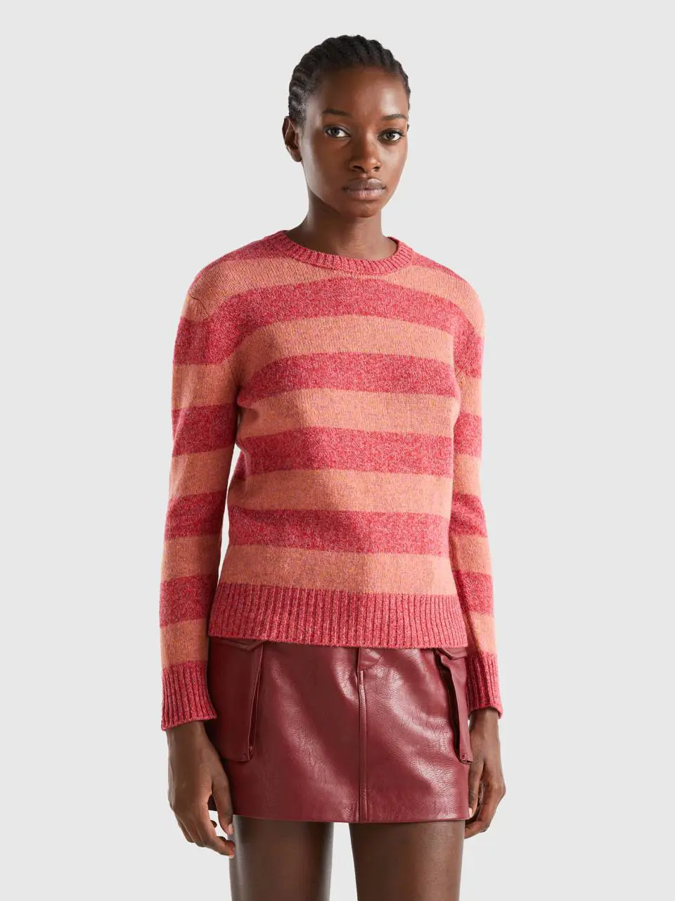 Benetton striped sweater in pure shetland wool. 1