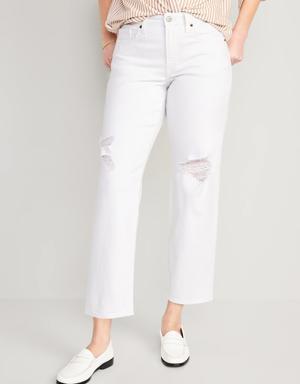 High-Waisted OG Loose Ripped White Jeans for Women white