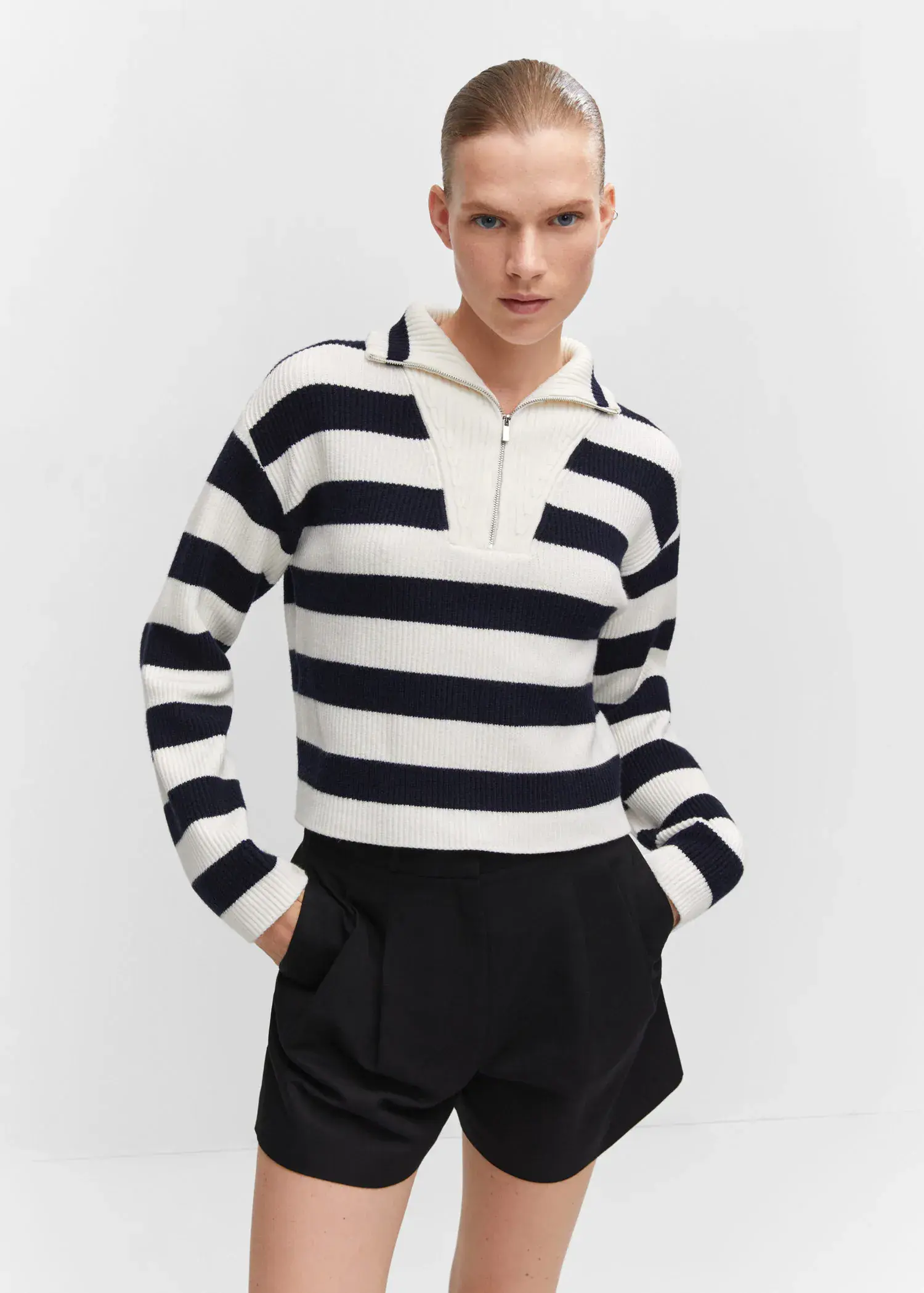Mango Striped sweater with zipper. 1