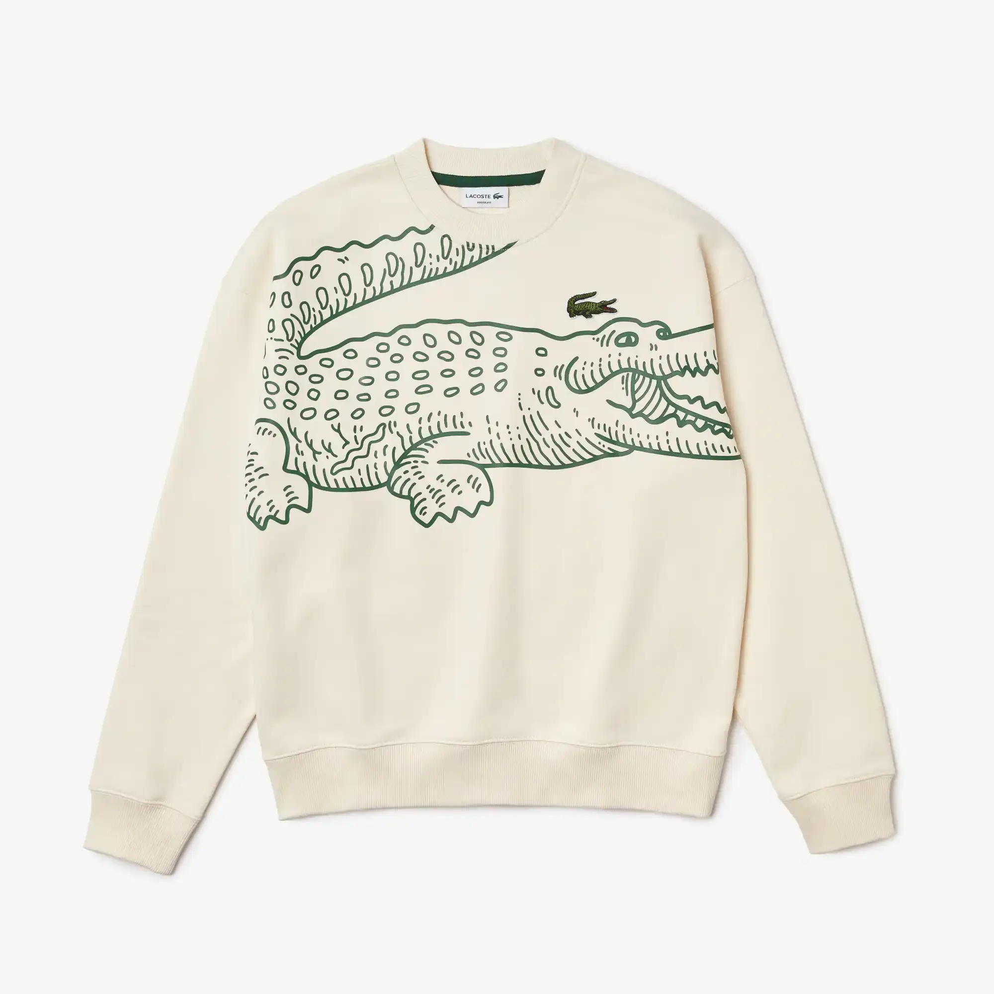 Lacoste Men’s Crew Neck Loose Fit Croc Print Sweatshirt. 2 Lacoste Men’s Crew Neck Loose Fit Croc Print Sweatshirt. 2
