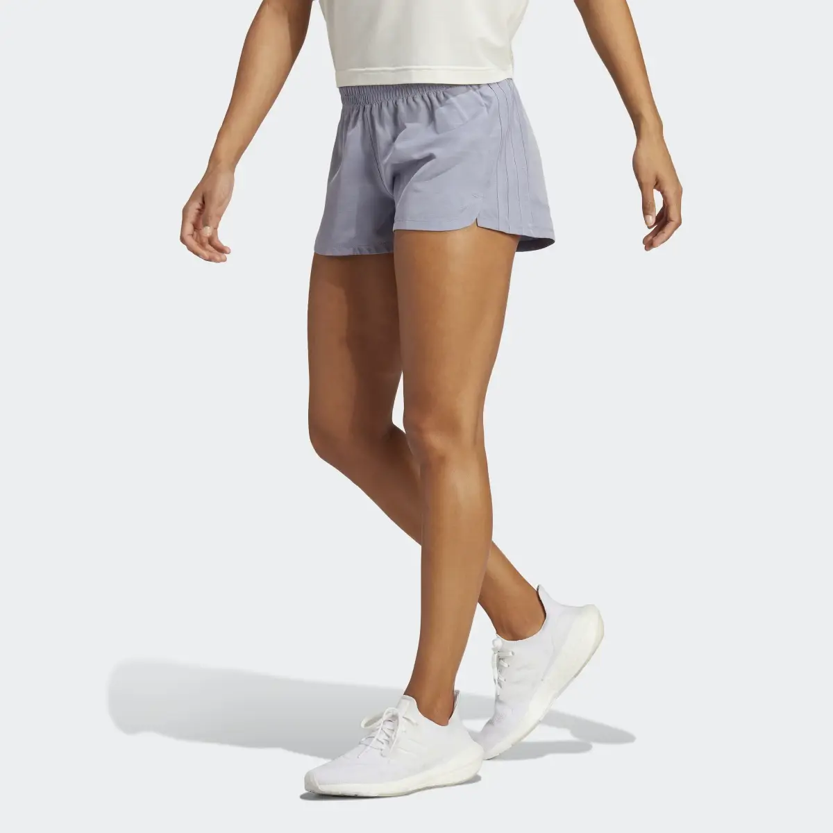 Adidas Pacer 3-Stripes Woven Heather Shorts. 1