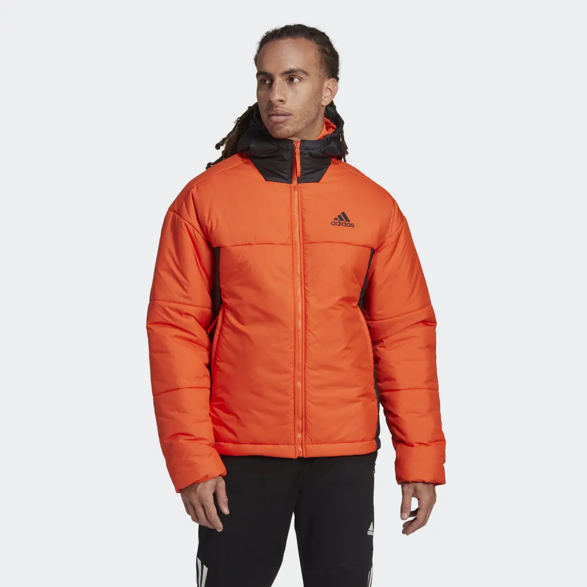 Adidas BSC 3-Stripes Puffy Hooded Jacket. 2