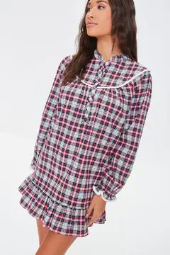 Forever 21 Forever 21 Plaid Flannel Nightgown Red/White. 2