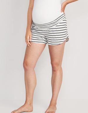 Maternity Rollover-Waist Slub-Knit Shorts -- 3.5-inch inseam blue