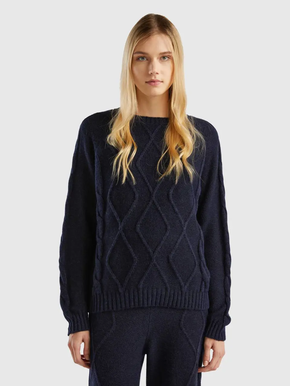 Benetton sweater with cables and diamonds. 1