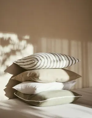 Capa de almofada decorativa de algodão às riscas 45 x 45 cm