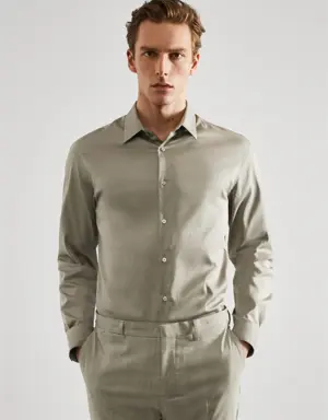 Super slim-fit poplin suit shirt