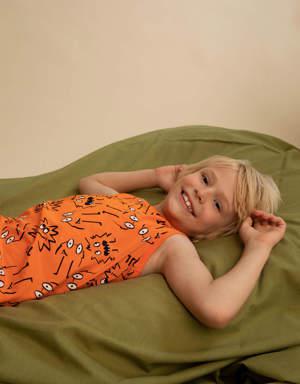 Erkek Çocuk Desenli Kolsuz Kapri Pijama Takım