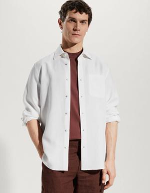 Camicia regular-fit lyocell lino
