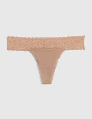 Low Rise Lace Thong beige