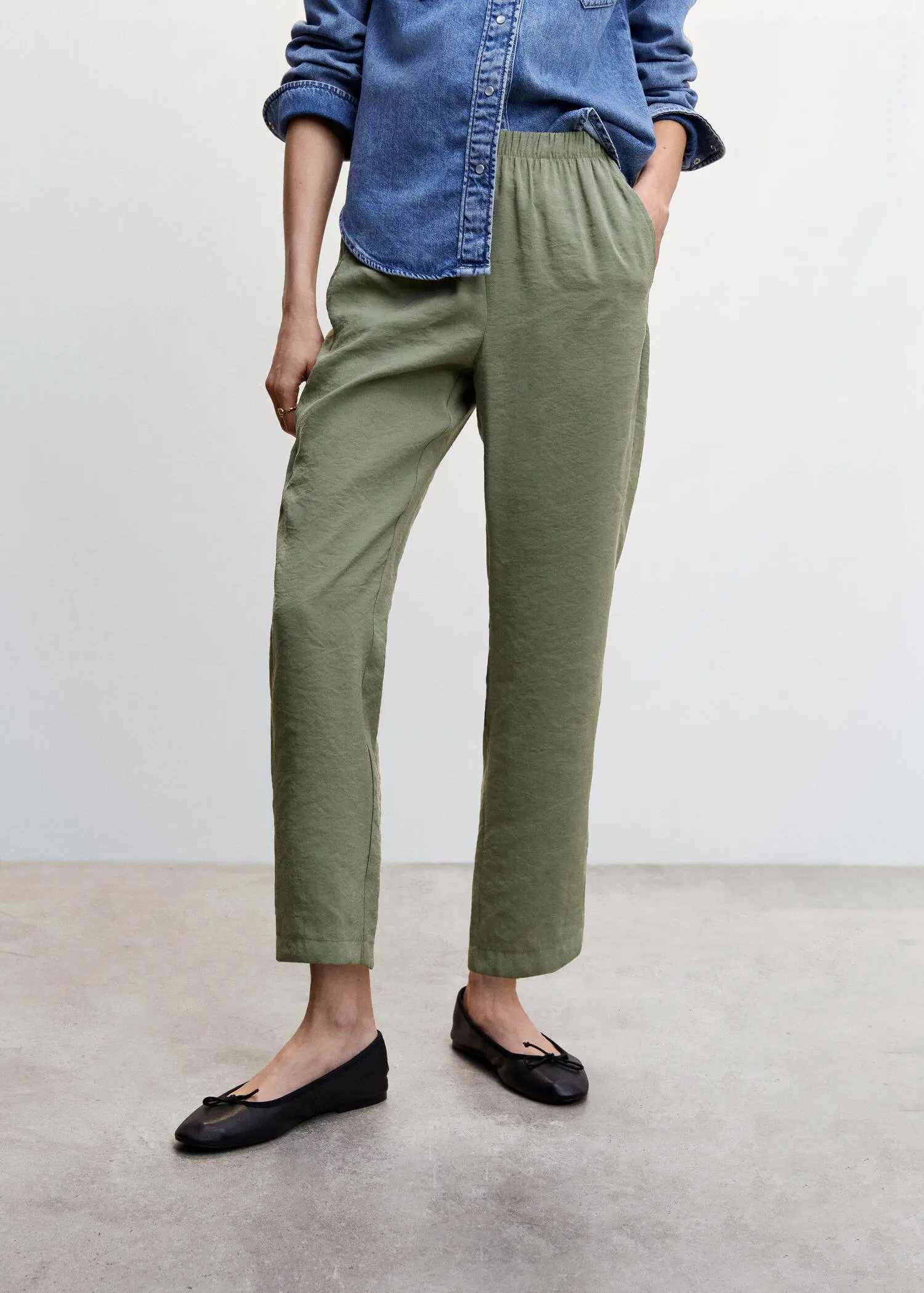 Mango Drawstring waist modal trousers. 2