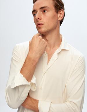 Tween Slim Fit Ekru Düz Gömlek