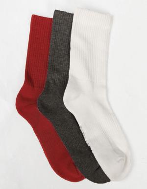 3 lü Paket Pamuklu Spor Çorap Beyaz/Gri/ Kırmızı