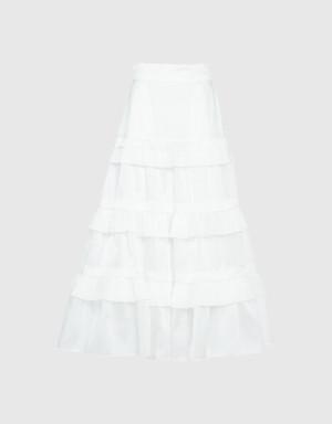 Pleated Ecru Midi Skirt