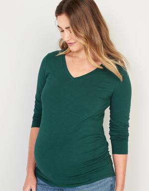 Old Navy Maternity EveryWear Fitted V-Neck T-Shirt green