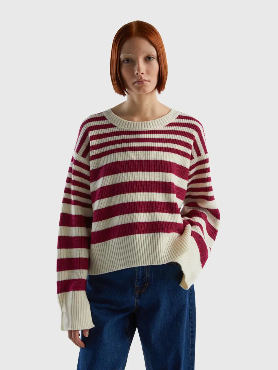 Benetton striped sweater in wool blend. 1