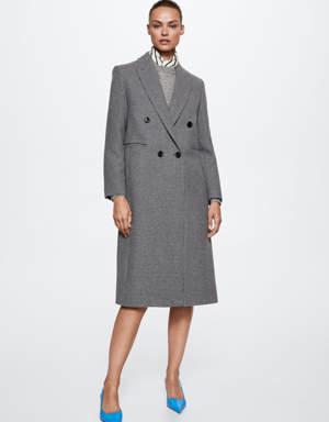 Houndstooth wool-blend coat