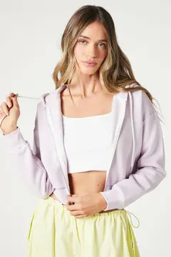 Forever 21 Forever 21 Basic Fleece Zip Up Hoodie Lilac. 2