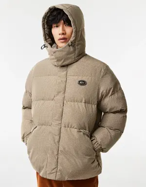Men's Lacoste Check Print Water-Repellent Twill Padded Jacket