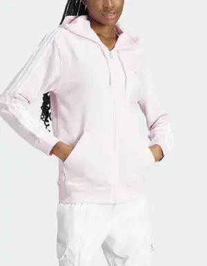 Adidas Veste à capuche entièrement zippée en molleton à coupe standard Essentials 3-Stripes