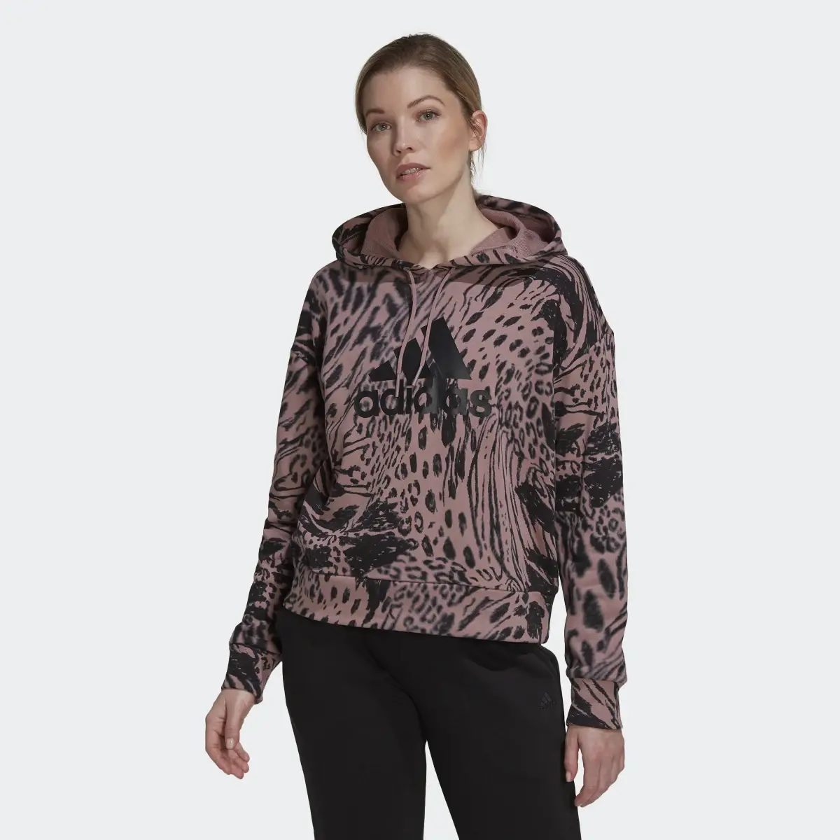 Adidas Future Icons Animal Print Hoodie. 2