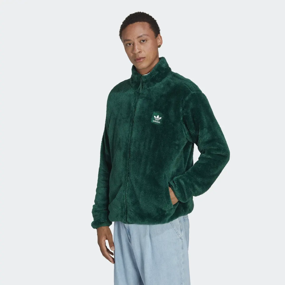 Adidas Essentials+ Fluffy Fleece Track Jacket. 2