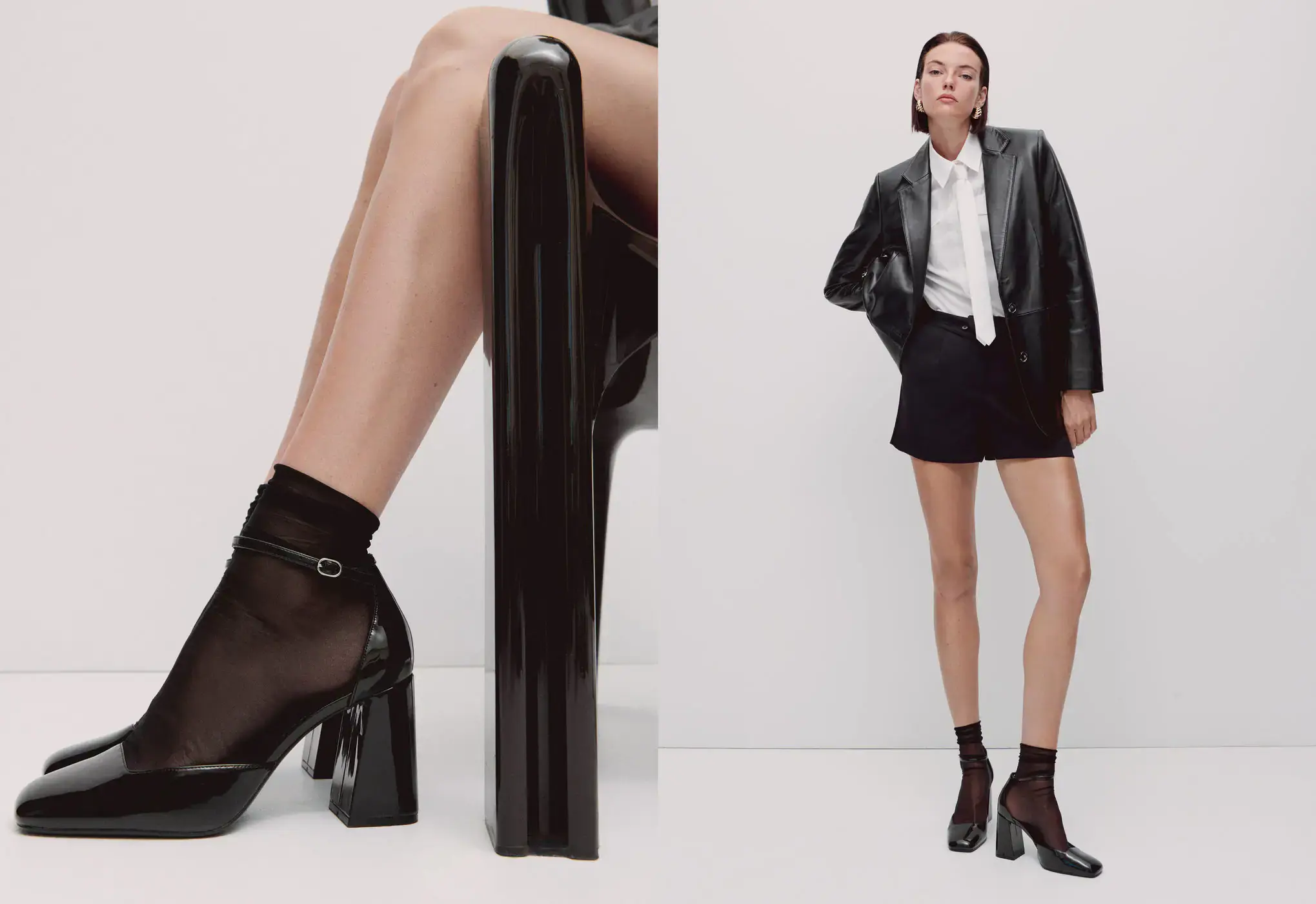 Mango Patent leather-effect heeled shoes. 1