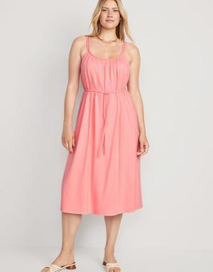 Old Navy Maternity Sleeveless Tie-Waist Nursing Midi Swing Dress pink